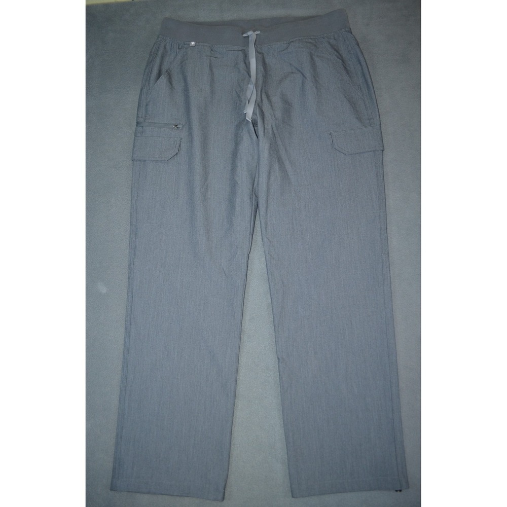 FIGS Technical Collection Cargo Scrub Pants Gray Womens Sz Large Straight Leg